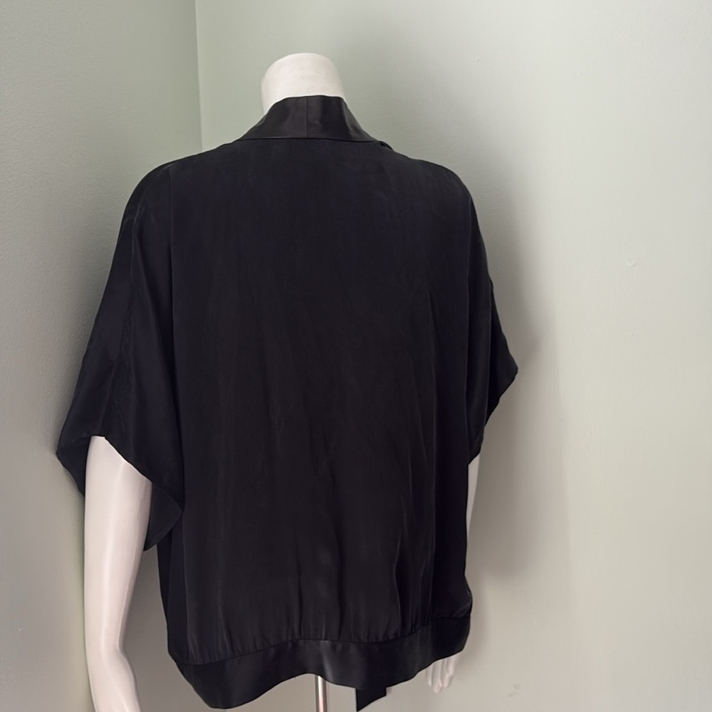 MICHELLE MASON  Silk Wrap Top Black Blouse Tie Waist size 2 - Picture 6 of 7